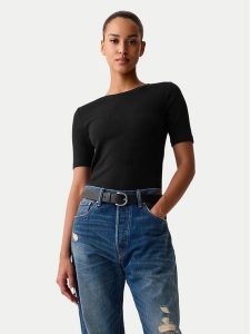 Gap T-Shirt 540635-01 Czarny Slim Fit. Czarne t-shirty GAP, xl, bez wzorów, z bawełny, bez kołnierzyka, bez ramiączek. Za 99,99 zł.