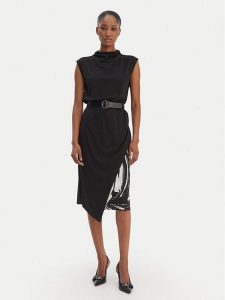 DKNY Sukienka codzienna DD5J2P42 Czarny Regular Fit. Czarne sukienki DKNY, na co dzień, bez wzorów, z syntetyku, bez kołnierzyka, bez ramiączek, proste. Za 649,99 zł.