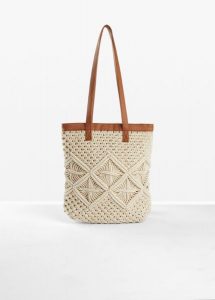 Torba makramowa typu shopper. Brązowe shopper bag bonprix, bez wzorów, bez dodatków. Za 137,99 zł.