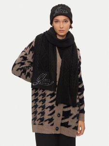 Guess Szalik W4BZ25 Z3362 Czarny. Czarne rękawiczki Guess, z aplikacjami, z materiału. Za 269,99 zł.