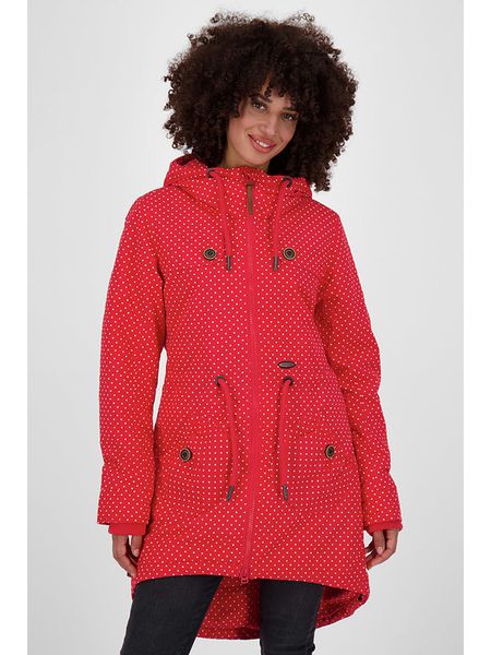 Alife and kickin Parka "Karlotti" w kolorze czerwonym rozmiar: M. Czerwone płaszcze Alife and Kickin, m, z aplikacjami, ze skóry, bez kaptura. Za 300,92 zł.