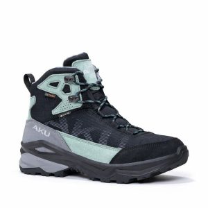 Buty sportowe trekkingowe damskie Aku Adapta Gore-tex. Czarne buty trekkingowe Aku, z gore-texu, bez zapięcia. Za 399,00 zł.