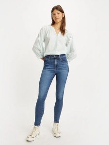 Levi´s Dżinsy - Skinny fit - w kolorze niebieskim rozmiar: W27/L32. Niebieskie jeansy z aplikacjami, z podwyższonym stanem. Za 197,63 zł.