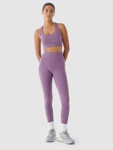 4F Legginsy treningowe bezszwowe z wysokim stanem damskie - fioletowe XS/S. Fioletowe legginsy 4f, bez wzorów, z dzianiny, z podwyższonym stanem. W wyprzedaży za 79,99 zł.