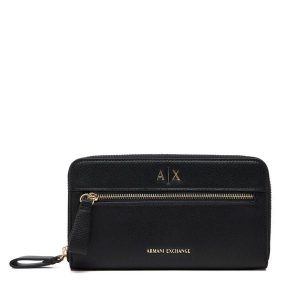 Portfel Armani Exchange. Czarne portfele Armani Exchange, bez wzorów. Za 429,99 zł.