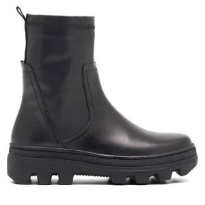 Botki Lasocki. Czarne botki Lasocki, bez wzorów, bez obcasa, na płaskiej podeszwie, bez zapięcia. Za 249,99 zł.