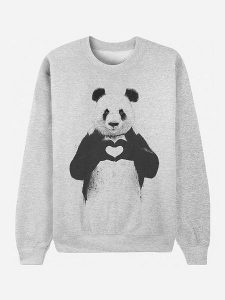 WOOOP Bluza "Love Panda" w kolorze szarym rozmiar: XL. Szare bluzy Wooop, xl, bez wzorów, z bawełny, bez kaptura. Za 100,28 zł.