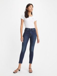 Levi´s Dżinsy - Skinny fit - w kolorze granatowym rozmiar: W26/L32. Niebieskie jeansy z aplikacjami, z podwyższonym stanem. Za 188,85 zł.