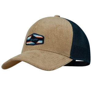 Czapka z daszkiem Unisex Buff Trucker Cap. Brązowe czapki Buff, bez wzorów, z elastanu, sportowe. W wyprzedaży za 90,94 zł.