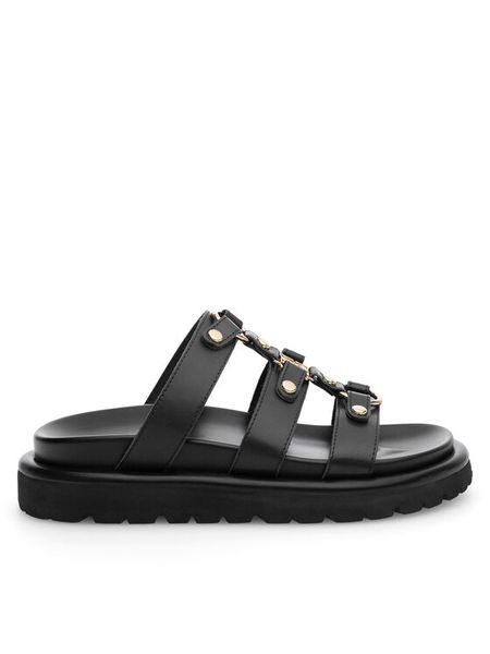 Badura Klapki WFA2591-1Z Czarny. Czarne klapki Badura, bez wzorów, ze skóry, bez obcasa. Za 249,99 zł.