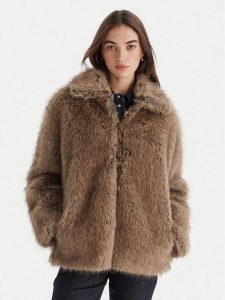 Liu Jo Futro MF5232 E1095 Brązowy Regular Fit. Brązowe płaszcze Liu Jo, bez wzorów, z futra, bez kaptura. Za 809,00 zł.