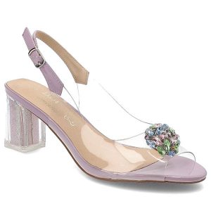 Fioletowe Sandały S.Barski Eleganckie Obuwie Damskie. Fioletowe sandały S.BARSKI, bez wzorów, bez obcasa, na obcasie, bez zapięcia. Za 199,00 zł.