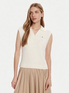 Tommy Hilfiger Sweter WW0WW45655 Écru Regular Fit. Swetry klasyczne TOMMY HILFIGER, s, z bawełny, bez kołnierzyka. Za 389,99 zł.