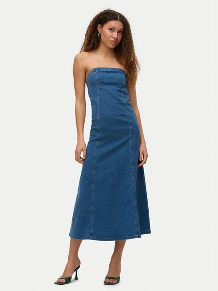 Vero Moda Sukienka jeansowa Ailey 10328202 Niebieski Regular Fit. Niebieskie kombinezony Vero Moda, s, bez wzorów, z bawełny, bez kołnierzyka, bez ramiączek. Za 99,99 zł.