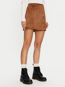 Gina Tricot Spódnica z imitacji skóry 24264 Brązowy Regular Fit. Brązowe spódnice Gina Tricot, bez wzorów, ze skóry. Za 99,99 zł.