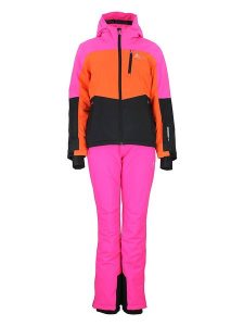 Peak Mountain 2-częściowy zestaw narciarski w kolorze różowo-czarno-pomarańczowym rozmiar: XL. Czarne kurtki sportowe Peak Mountain, s, bez wzorów, bez kaptura, narciarskie. Za 486,58 zł.