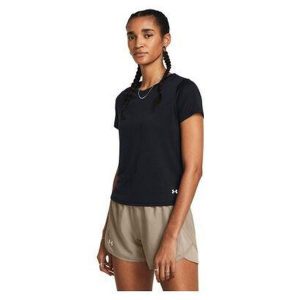 Koszulka do biegania damska Under Armour Launch. Czarne bluzki Under Armour, m, bez wzorów, sportowe, bez kołnierzyka, bez ramiączek. Za 94,99 zł.