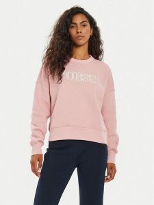 Guess Bluza V4BQ03 KCHX0 Różowy Regular Fit. Czerwone bluzy Guess, xxs, z aplikacjami, z bawełny, bez kaptura. Za 179,99 zł.