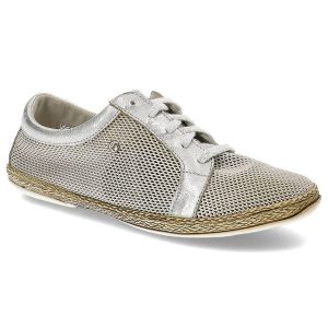 Srebrne Espadryle Lemar Wygodne Buty Damskie. Szare espadryle Lemar, bez wzorów, ze skóry, bez obcasa. Za 179,00 zł.