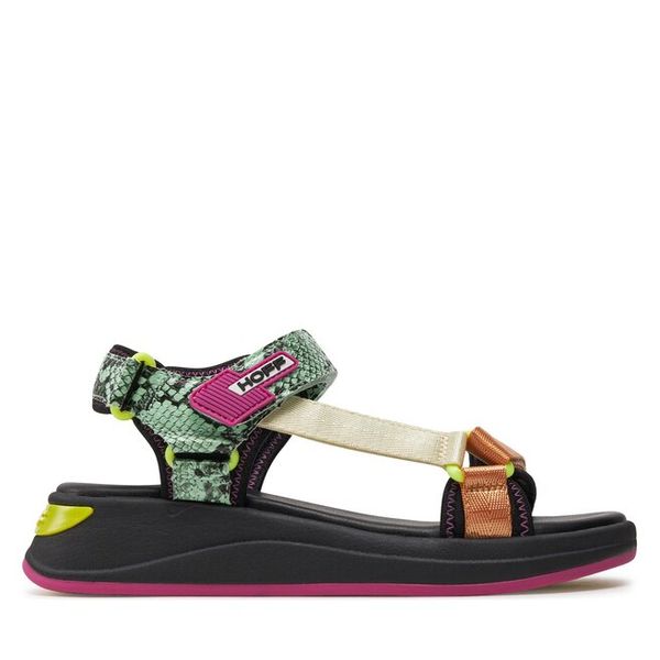 Sandały HOFF. Zielone sandały HOFF, bez wzorów, bez obcasa, na płaskiej podeszwie, bez zapięcia. Za 279,99 zł.