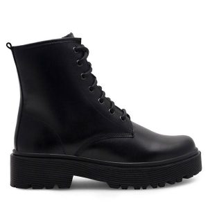 Trapery Lasocki. Czarne buty zimowe Lasocki, bez obcasa, bez zapięcia. Za 249,99 zł.