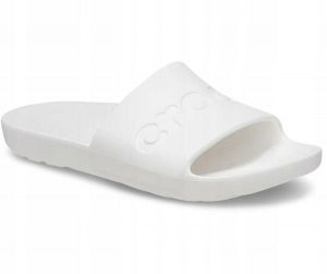 Klapki Dla Dorosłych Crocs Slide 210088. Białe klapki Crocs, bez wzorów, z materiału, bez obcasa. Za 139,99 zł.