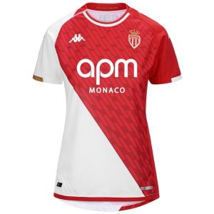 Koszulka domowa dla kobiet AS Monaco Kombat 2023/24. Białe bluzki Kappa, bez wzorów, sportowe, bez kołnierzyka, bez ramiączek. W wyprzedaży za 263,95 zł.