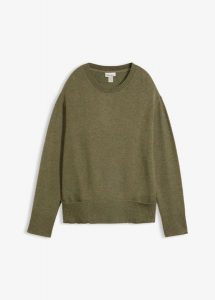 Sweter z mieszanki wiskozy. Zielone swetry klasyczne bonprix, z wiskozy, bez kołnierzyka. Za 99,99 zł.