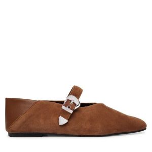 Baleriny Tommy Jeans. Brązowe balerinki Tommy Jeans, bez wzorów, z jeansu, bez obcasa, bez zapięcia. Za 449,99 zł.