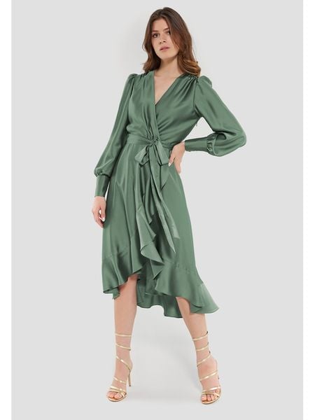 SWING Sukienka w kolorze miętowym rozmiar: 36. Zielone sukienki Swing, bez wzorów, z tkaniny, bez kołnierzyka, bez ramiączek, midi. Za 304,99 zł.