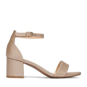 Sandały JENNY. Żółte sandały Jenny, bez wzorów, bez obcasa, na słupku, bez zapięcia. Za 159,99 zł.