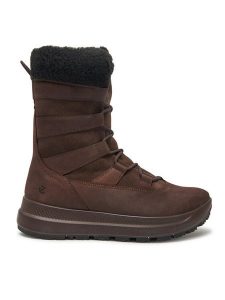 ECCO Śniegowce Solice 42021358290 Brązowy. Brązowe buty zimowe ecco, z nubiku, bez obcasa, bez zapięcia. Za 629,99 zł.