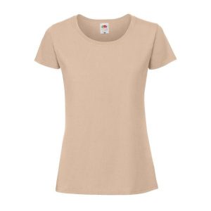 Koszulka Damska Iconic 195 Premium Ringspun Cotton T-shirt. Brązowe bluzki FRUIT OF THE LOOM, m, bez wzorów, bez kołnierzyka, bez ramiączek. Za 32,99 zł.