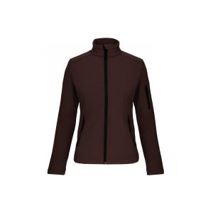 Kurtka damska Kariban Softshell. Brązowe kurtki KARIBAN, bez wzorów, z softshellu, bez kaptura. Za 202,50 zł.