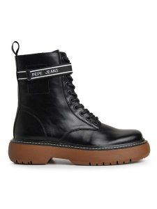 Pepe Jeans Botki PLS50503 Czarny. Czarne botki Pepe Jeans, bez wzorów, z jeansu, bez obcasa, na płaskiej podeszwie, bez zapięcia. Za 579,99 zł.