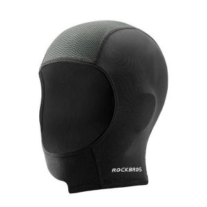 Czapka / Podkładka na kask z jedwabiu chłodzącego UPF50+. Czarne czapki ROCKBROS, bez wzorów, z jedwabiu, sportowe. Za 47,60 zł.