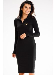 Awama Sukienka w kolorze czarnym rozmiar: L. Czarne sukienki Awama, l, bez wzorów, bez kołnierzyka, bez ramiączek, midi. Za 134,99 zł.