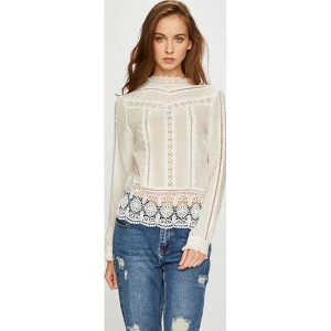 Morgan - Bluzka. Szare bluzki marki Morgan, z koronki, casualowe, ze stójką. W wyprzedaży za 239,90 zł.