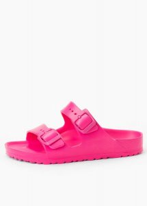 Klapki damskie BIRKENSTOCK ARIZONA. Szare klapki Birkenstock, bez wzorów, bez obcasa. Za 309,99 zł.