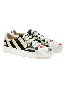 Goby Skórzane sneakersy w kolorze kremowo-czarno-białym rozmiar: 42. Białe trampki Goby, bez wzorów, bez zapięcia. Za 223,99 zł.