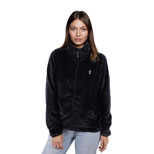 Bluza polarowa damska AULP VIRLO Ciepła Rozpinana z kołnierzem. Czarne bluzy Aulp, bez wzorów, z polaru, bez kaptura. W wyprzedaży za 239,99 zł.