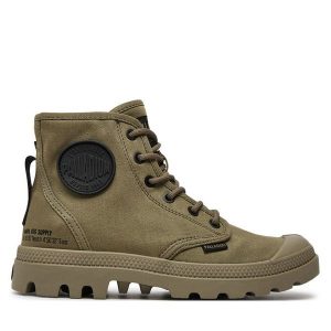 Trapery Palladium. Zielone buty zimowe Palladium, bez obcasa, bez zapięcia. Za 449,99 zł.