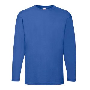 Koszulka Z Długim Rękawem Dla Dorosłych Unisex Valueweight. Niebieskie bluzki FRUIT OF THE LOOM, m, bez wzorów, sportowe, bez kołnierzyka, bez ramiączek. Za 48,99 zł.