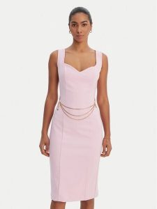 Fracomina Sukienka koktajlowa FR26SD2017W42901 Różowy Slim Fit. Czerwone sukienki Fracomina, s, bez wzorów, z syntetyku, wizytowe, bez kołnierzyka, bez ramiączek. Za 699,99 zł.