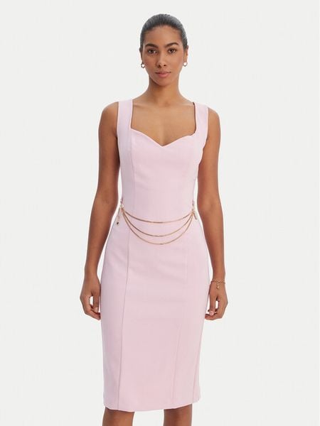 Fracomina Sukienka koktajlowa FR26SD2017W42901 Różowy Slim Fit. Czerwone sukienki Fracomina, s, bez wzorów, z syntetyku, wizytowe, bez kołnierzyka, bez ramiączek. Za 669,99 zł.