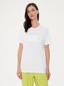 MICHAEL Michael Kors T-Shirt MS451EA97J Biały Regular Fit. Białe t-shirty MICHAEL Michael Kors, m, bez wzorów, z bawełny, bez kołnierzyka, bez ramiączek. Za 279,99 zł.