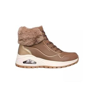 Buty do chodzenia damskie Skechers Uno Rugged. Brązowe buty sportowe Skechers, bez wzorów, z materiału, bez zapięcia, trekkingowe. Za 449,00 zł.