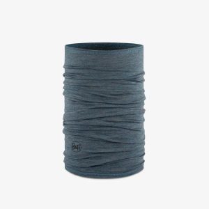 Komin chusta wielofunkcyjna z wełny merino lightweight. Niebieskie apaszki i chusty Buff, bez wzorów, z wełny, sportowe. Za 110,99 zł.