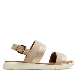 Sandały Geox. Brązowe sandały Geox, bez wzorów, bez obcasa, na płaskiej podeszwie, bez zapięcia. Za 269,99 zł.