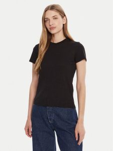 Calvin Klein T-Shirt LV044C216G Czarny Regular Fit. Czarne t-shirty Calvin Klein, xxs, bez wzorów, z bawełny, bez kołnierzyka, bez ramiączek. Za 139,99 zł.